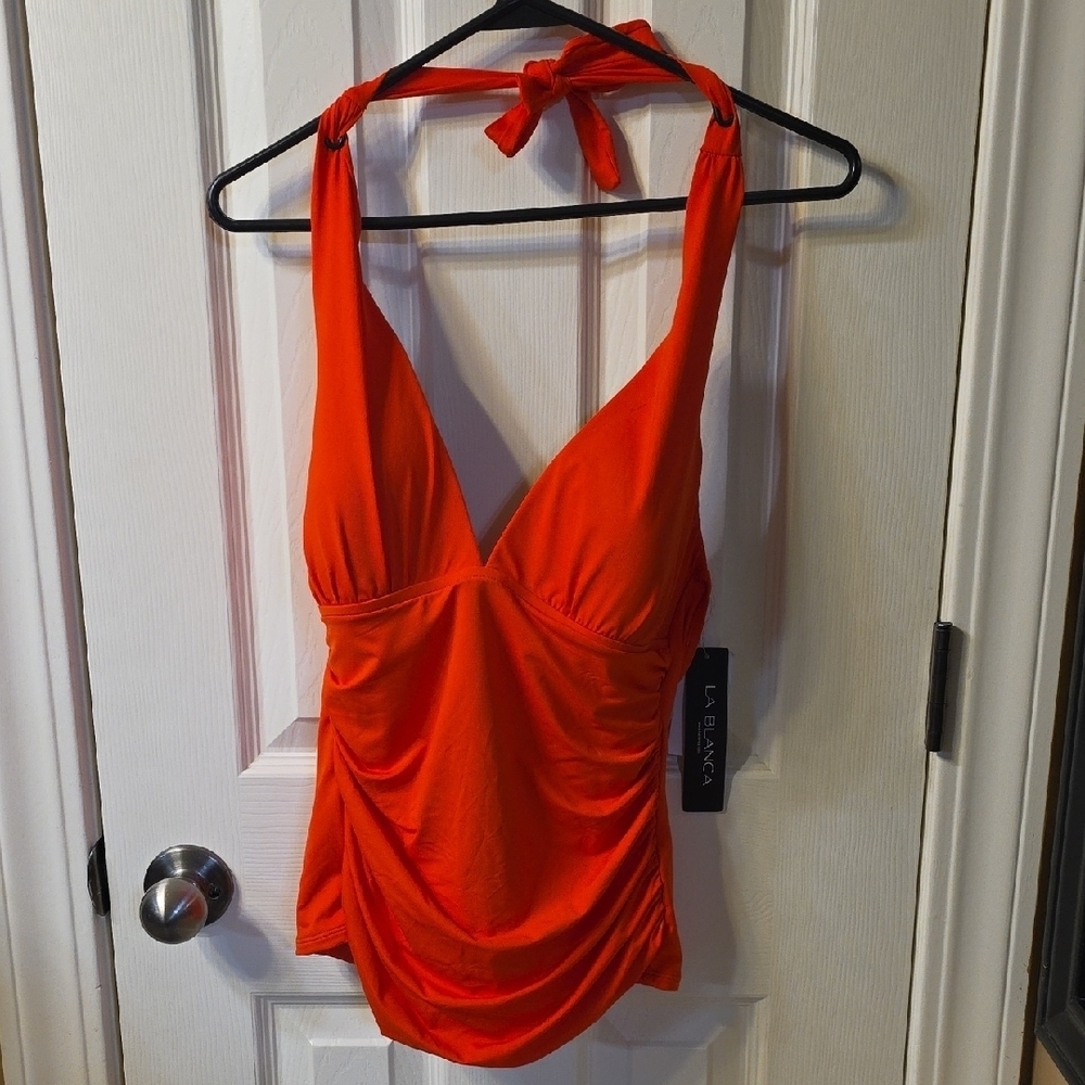 La Blanca Vibrant Orange Halter Swim Top